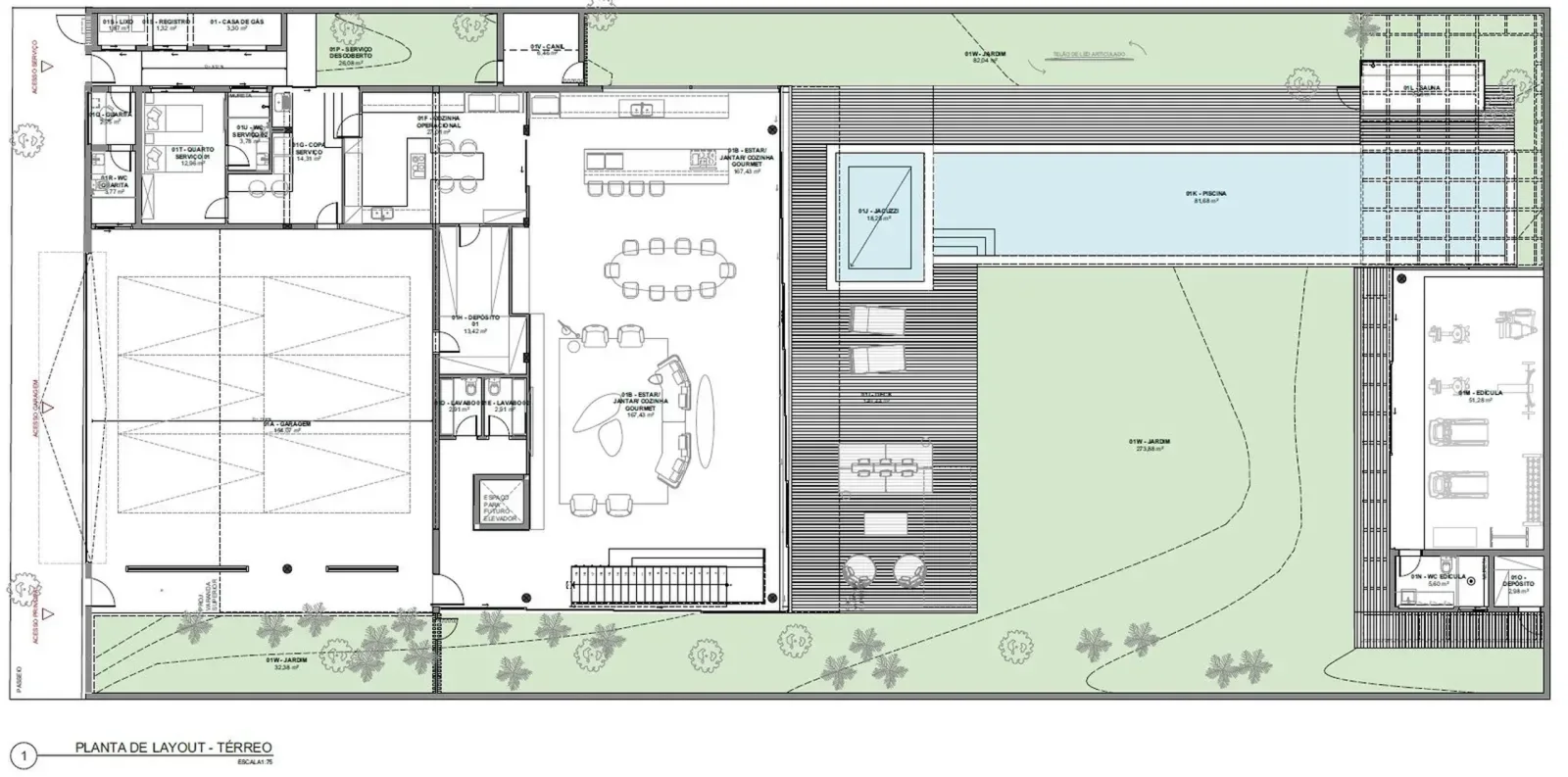 Planta de layout · Térreo · estudo preliminar MM ARQ